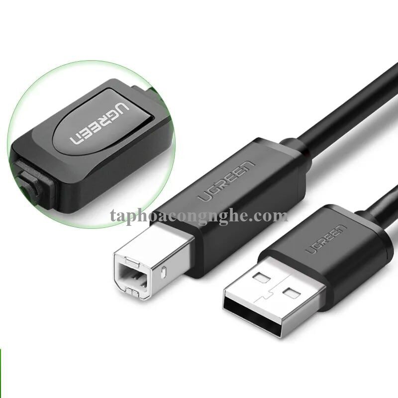 Ugreen 10374 10M màu Đen Cáp USB 2.0 sang USB B máy in có chip khuếch đại US122 30010374
